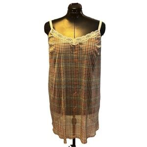 Intimates by Penningtons/Addition Elle Pastel Plaid Fine Mesh Midi Slip